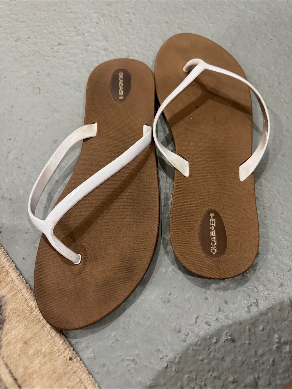 Okabashi Women’s White Strap Brown Footbed Sandals